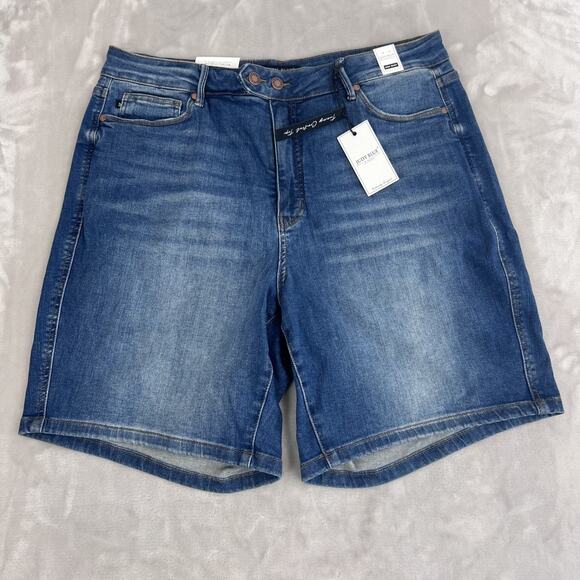 Judy Blue Pants - Judy Blue Shorts Womens 3XL Blue Denim Bermuda Tummy Control Hi Rise Stretch